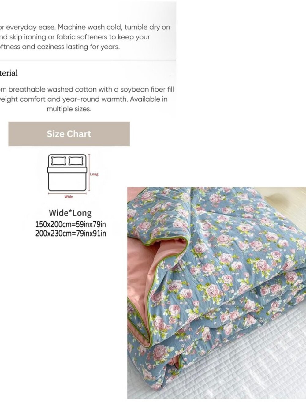 NEW ‘The Rose Blanket' -  The Fleece Company - Full Size 'Cotton & Soybean Fiber - Picture 6 of 13
